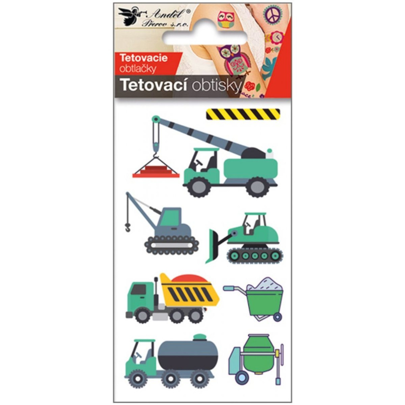 Tetovací obtisky 10,5 x 6 cm - stavební stroje Anděl Přerov s.r.o.