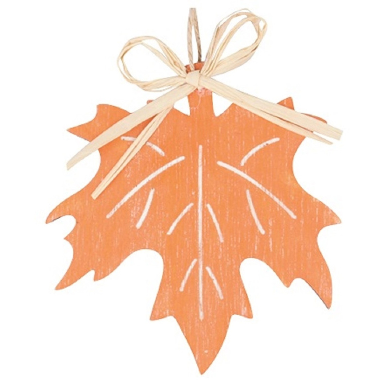 Dřevěný list na zavěšení oranžový javor 10 cm  Anděl Přerov s.r.o.