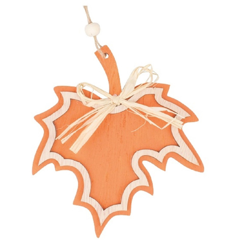 Dřevěný list na zavěšení javor oranžový 12 cm  Anděl Přerov s.r.o.