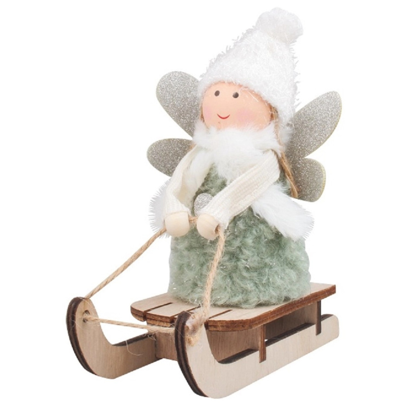 Andílek na saních v kožíšku 13 cm  Anděl Přerov s.r.o.