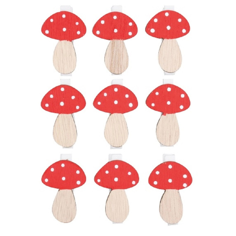 Dřevěné hříbky na kolíčku 4,5 cm, 9 ks  Anděl Přerov s.r.o.