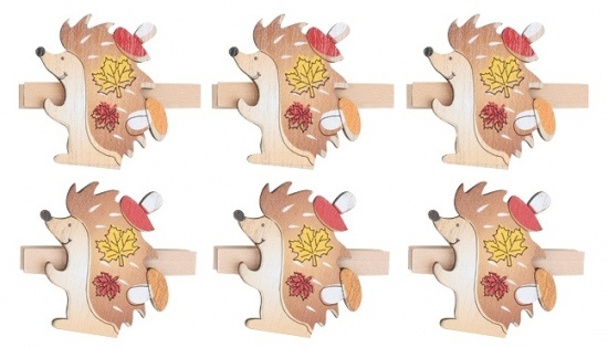 Dřevění ježci na kolíčku 4 cm, 6 ks  Anděl Přerov s.r.o.