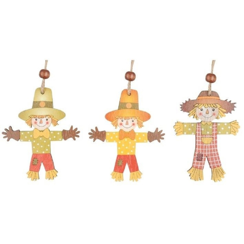 Anděl Přerov Dřevění strašáci na zavěšení, 3 ks, 9 cm
