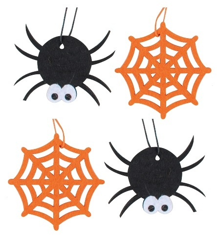 Pavouček a pavučina z filcu na zavěšení 6,5 cm, 4 ks Anděl Přerov s.r.o.