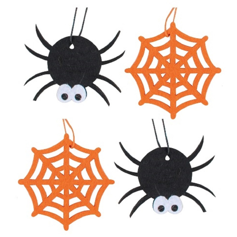 Pavouček a pavučina z filcu na zavěšení 6,5 cm, 4 ks Anděl Přerov s.r.o.