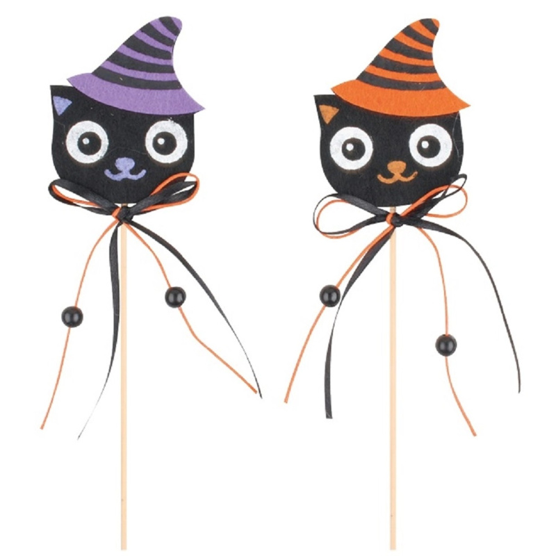 Anděl Přerov Zápich kočky z filcu 7 cm + špejle, 2 ks