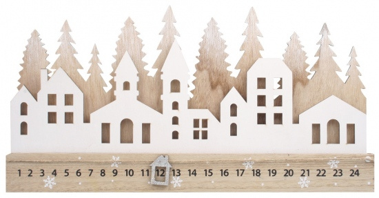 Dřevěný adventní kalendář domky 40 x 20 cm Anděl Přerov s.r.o.