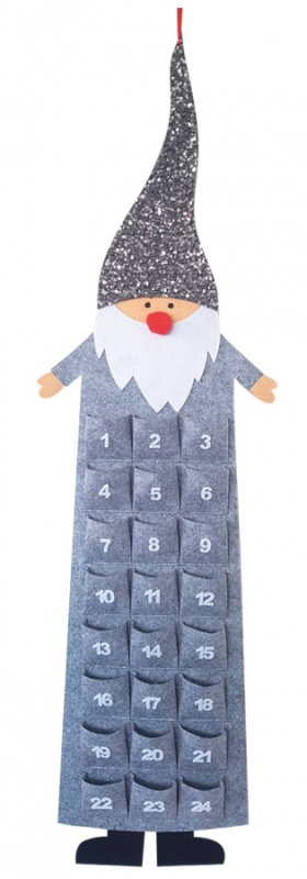 Adventní kalednář z filcu skřítek šedý 124 cm  Anděl Přerov s.r.o.