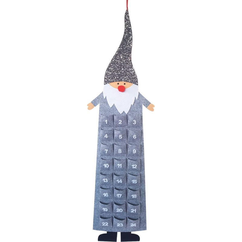 Adventní kalednář z filcu skřítek šedý 124 cm  Anděl Přerov s.r.o.