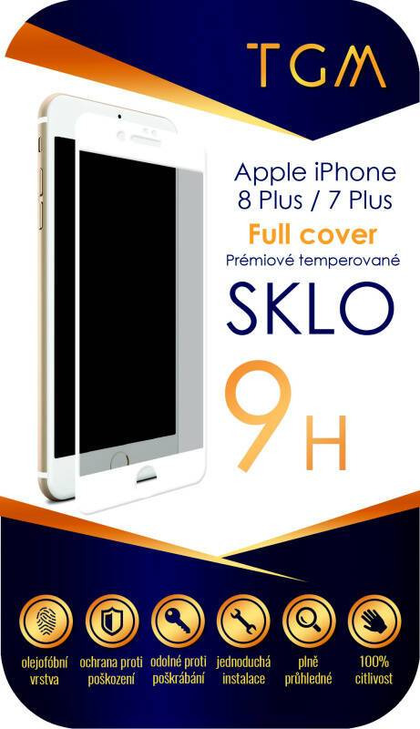 Ochranné sklo TGM Full Cover na mobil Apple iPhone 7+/8+ / 9H / oleofobní vrstva / bílá Varianta: ivi1