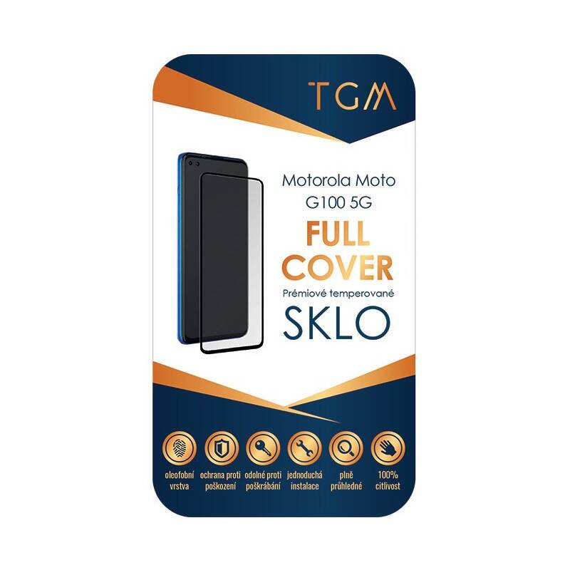 Tvrzené sklo TGM Full Cover na mobil Motorola Moto G100 5G / 9H / 0,26 mm / transparentní/černá Varianta: ivi1