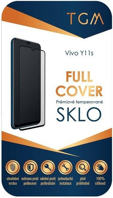 Tvrzené sklo TGM Full Cover na mobil Vivo Y11s / 9H / 0,26 mm / transparentní/černá Varianta: ivi1