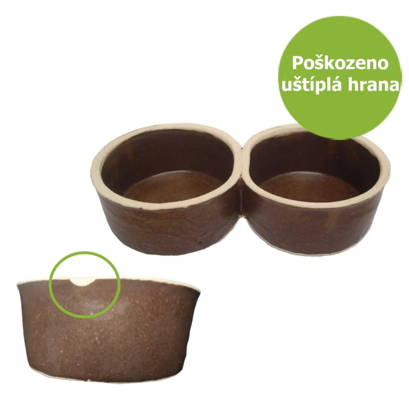 Miska keramická dvojmiska 2 x 0,5 l - ODŠTÍPNUTÁ - SLEVA