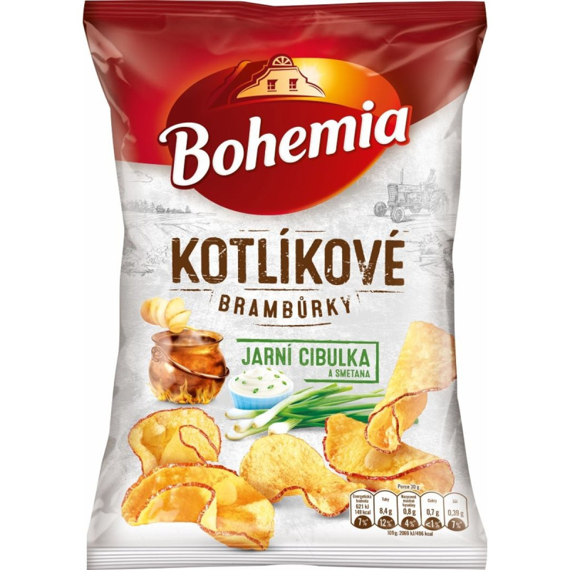 Bohemia Kotlíkové brambůrky jarní cibulka a smetana