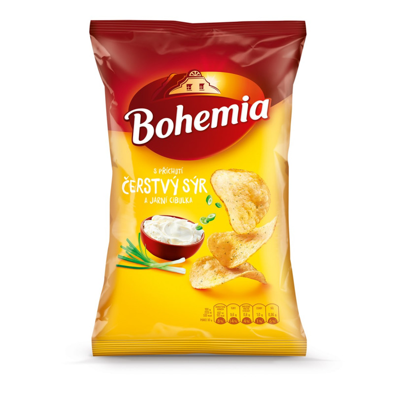 Bohemia Chips čerstvý sýr a jarní cibulka 10 x 130 g