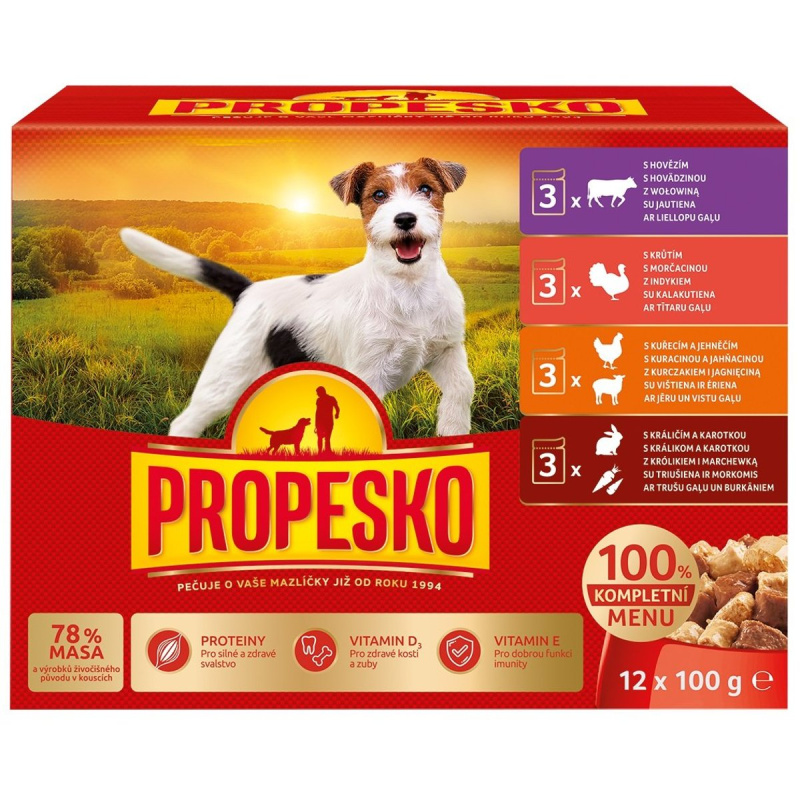 Propesko Kapsičky pro psy 12×100 g (4 druhy)