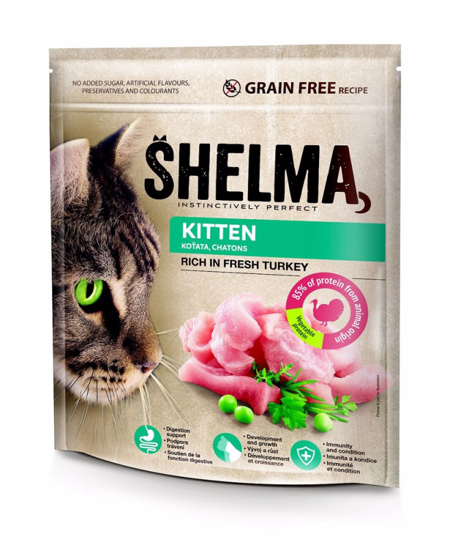 Shelma Bezobilné JUNIOR granule s čerstvým krůtím masem pro koťata