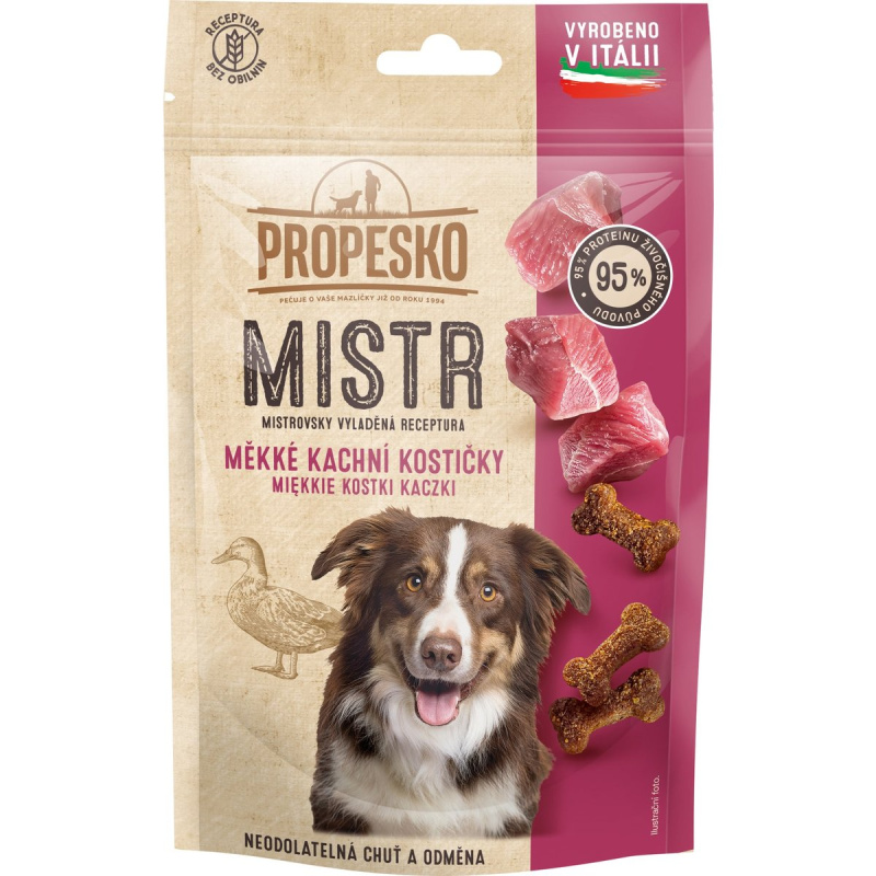 PROPESKO Dog Mistr měkké kachní kostičky 90g