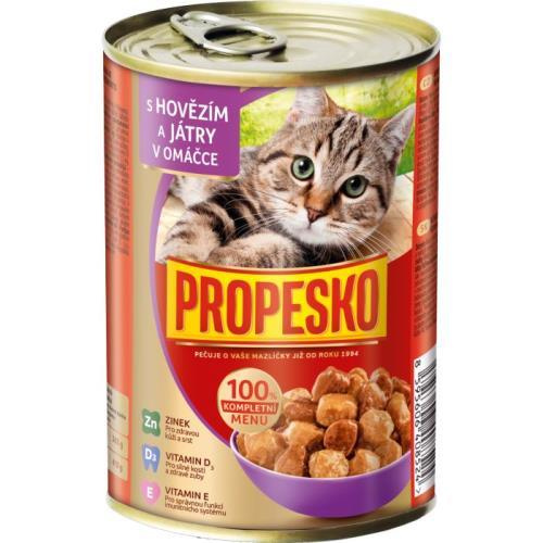 Propesko Konzerva pro kočky s hovězím a játry v omáčce