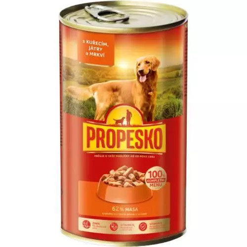 Propesko kousky kuře,játra,mrkev omáčka 1,24kg