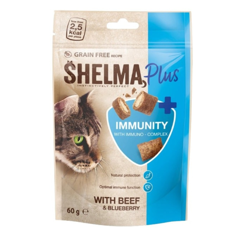 Shelma Immunity bezobilné polštářky pro kočku hovězí a borůvky