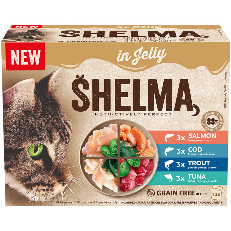 Shelma Sada rybích kapsiček v želé pro kočky 12×85 g