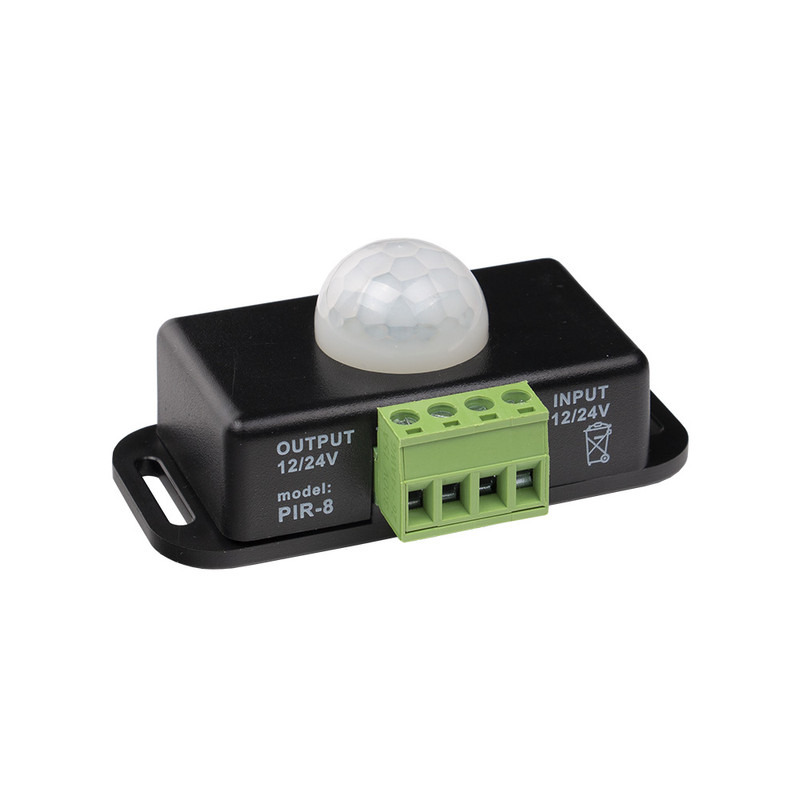 MC LED Pohybový PIR senzor, DC 12-24V, max. 6A, IP20, černý