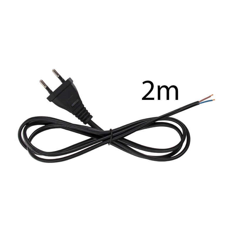 MC LED Přívodní plochý kabel 2m s plochou vidlicí, 2x0,75mm2, černý