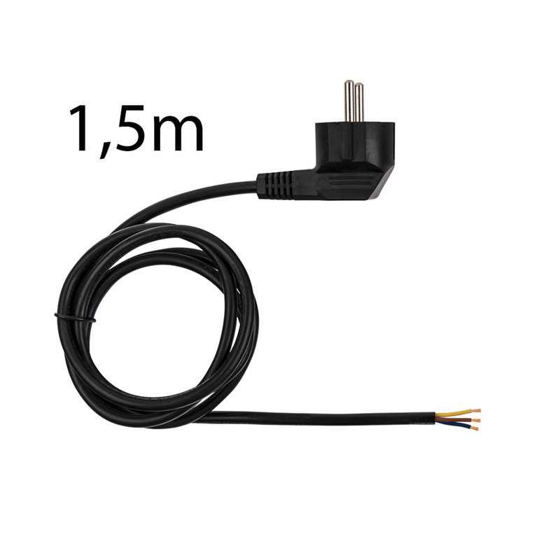 MC LED Přívodní kulatý kabel 1,5m s úhlovou vidlicí, 3x1mm2, černý