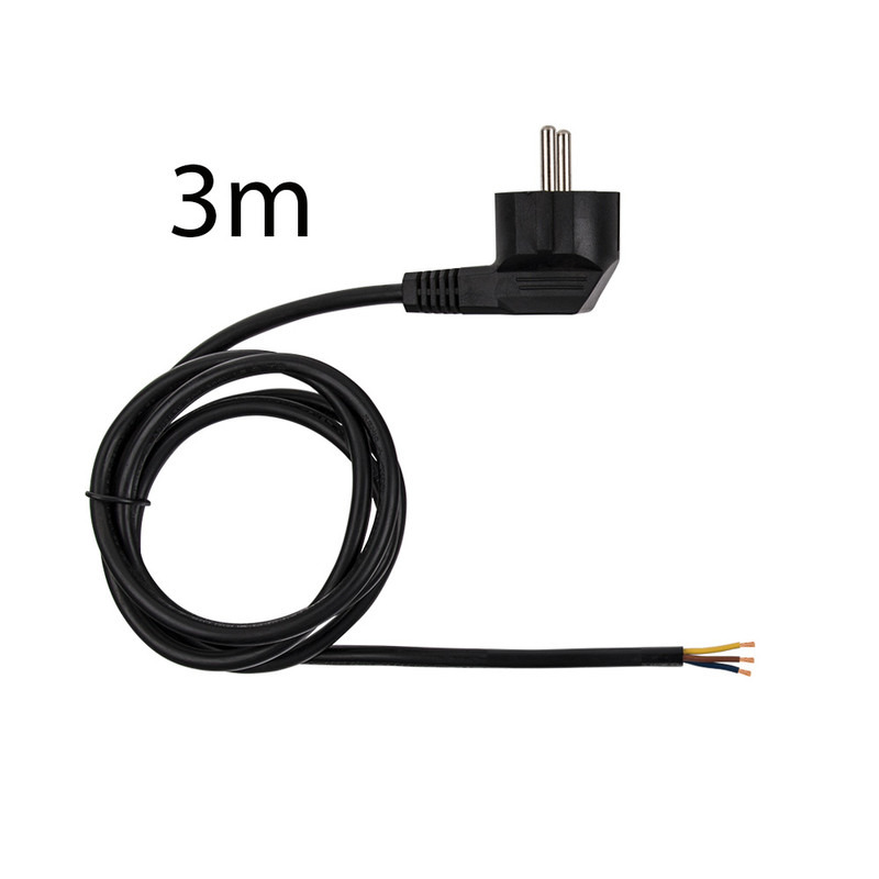 MC LED Přívodní kulatý kabel 3m s úhlovou vidlicí, 3x1mm2, černý