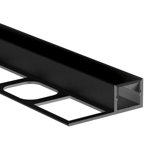 Lišta pro led pásku "P" McLED černá mat, hliník komaxit, délka 200 cm, výška hrany 10 mm, ML-761.370.43.S2