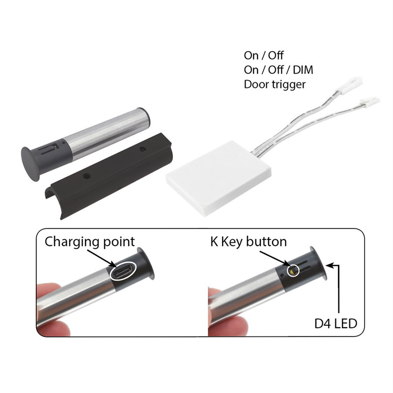 MC LED RF Dveřní spínač / Bezdotykový spínač 2,4 GHz - Sada, 12/24 V DC, max. 3 A, délka kabelu 100