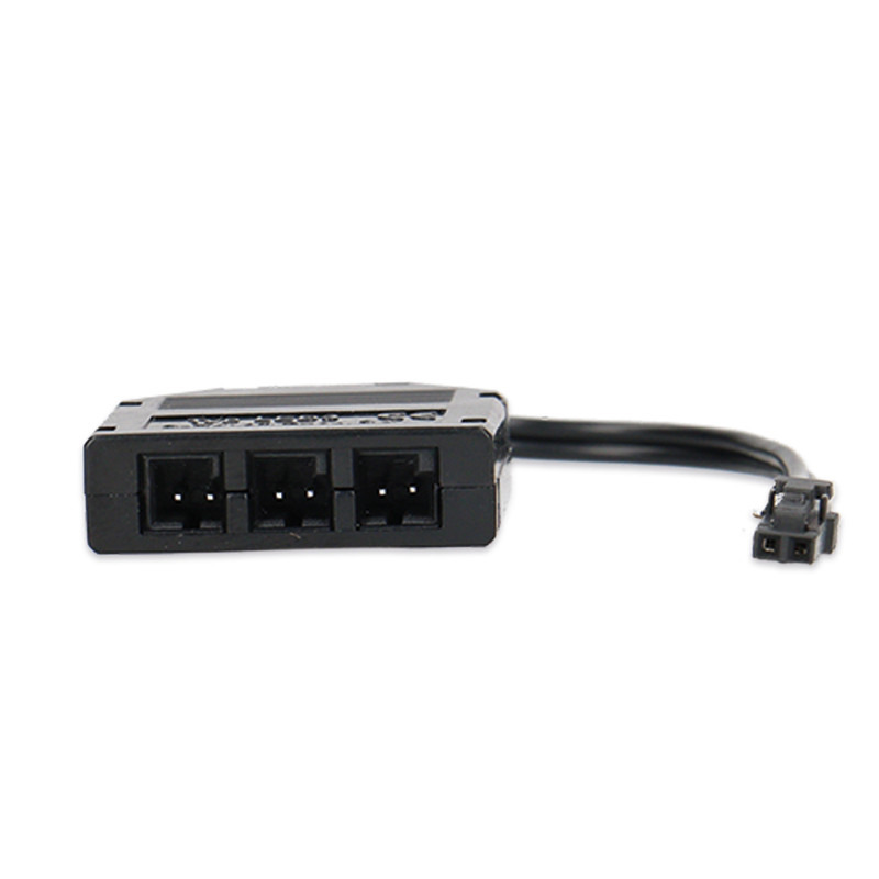 MC LED Rozbočovač 3 x FP - 1 x MP konektorem (vidlice), 0,1m kabel AWG20/0,5mm2, černý max. 3A