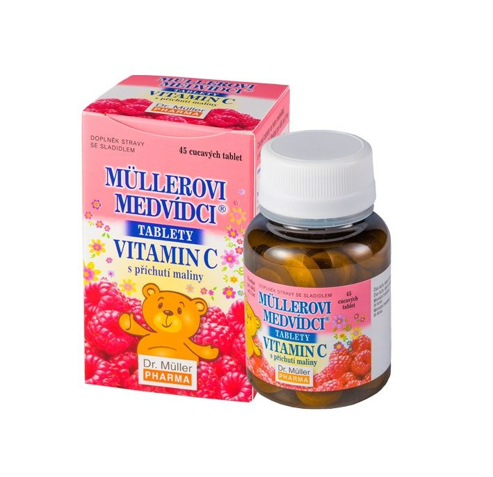 DR. MÜLLER Müllerovi medvídci s vitaminem C s příchutí maliny 45 tablet