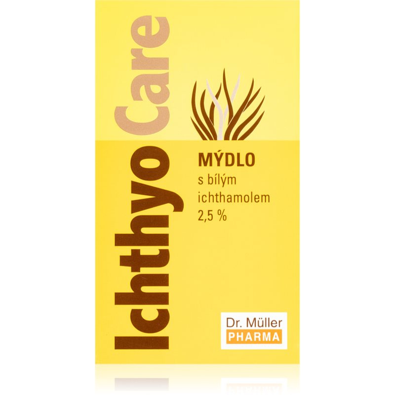 DR. MÜLLER IchthyoCare mýdlo 2.5% 90 g, Typ pleti, pokožky: Svědivá, Určené na: Mytí a čištění, Ekzémy a vyrážky, Forma výrobku: Tuhé