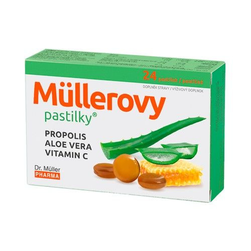 DR. MÜLLER Müllerovy pastilky s propolisem a aloe vera 24 ks