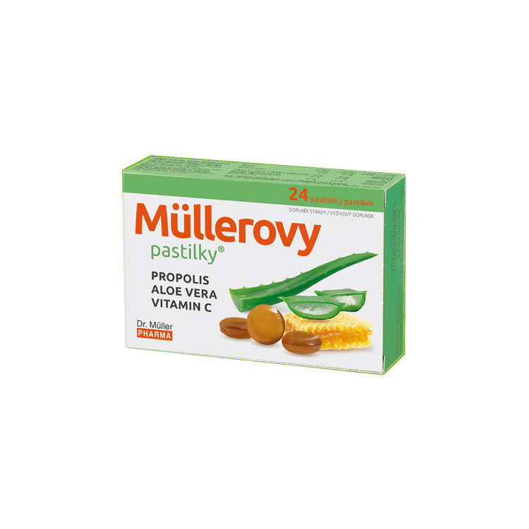 DR. MÜLLER Müllerovy pastilky s propolisem a aloe vera 24 ks
