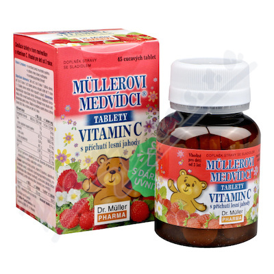 DR. MÜLLER Müllerovi medvídci s vitaminem C s příchutí lesní jahody 45 tablet