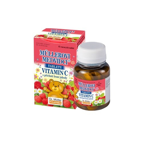 DR. MÜLLER Müllerovi medvídci s vitaminem C s příchutí lesní jahody 45 tablet