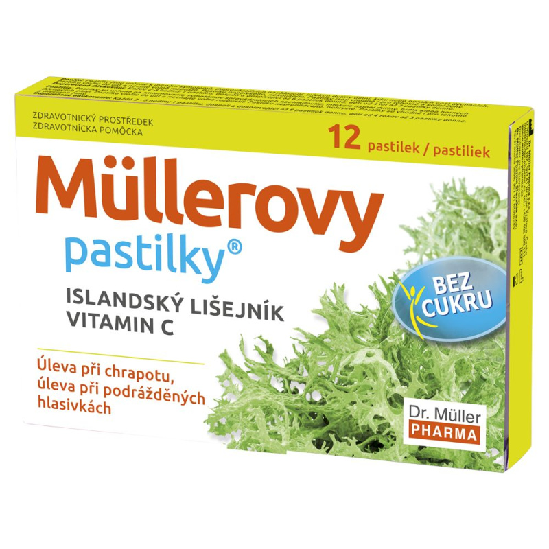 MÜLLEROVY PASTILKY s islandským lišejníkem bez cukru 12 ks
