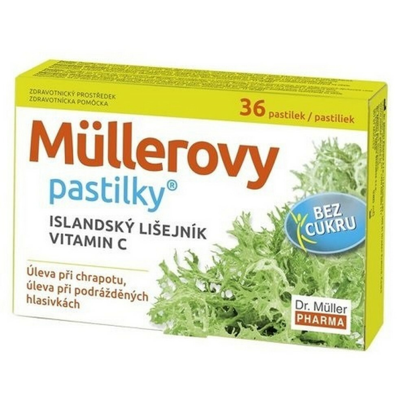Müllerovy pastilky s isl.lišej.bez cukru 36ks