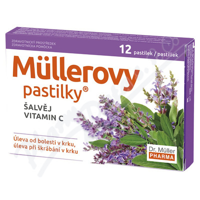 DR. MÜLLER Müllerovy pastilky šalvěj, vitamin C 12 ks
