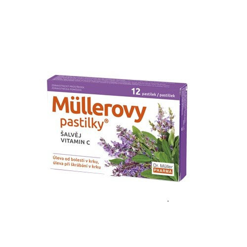 DR. MÜLLER Müllerovy pastilky šalvěj, vitamin C 12 ks