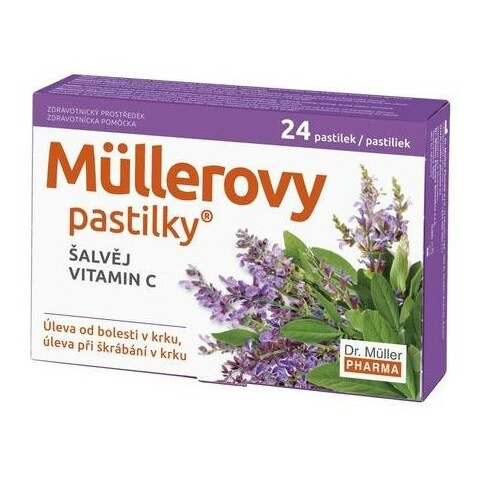 DR. MÜLLER Müllerovy pastilky se šalvějí a vitaminem C 24 ks
