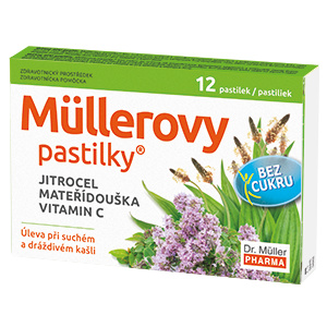 DR. MÜLLER Müllerovy pastilky s jitrocelem, mateřídouškou a vitaminem C 12 pastilek
