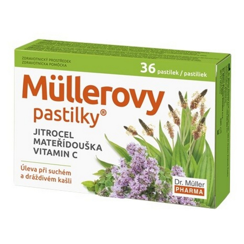 Müllerovy pastilky s jitrocelem a mateříd.36ks