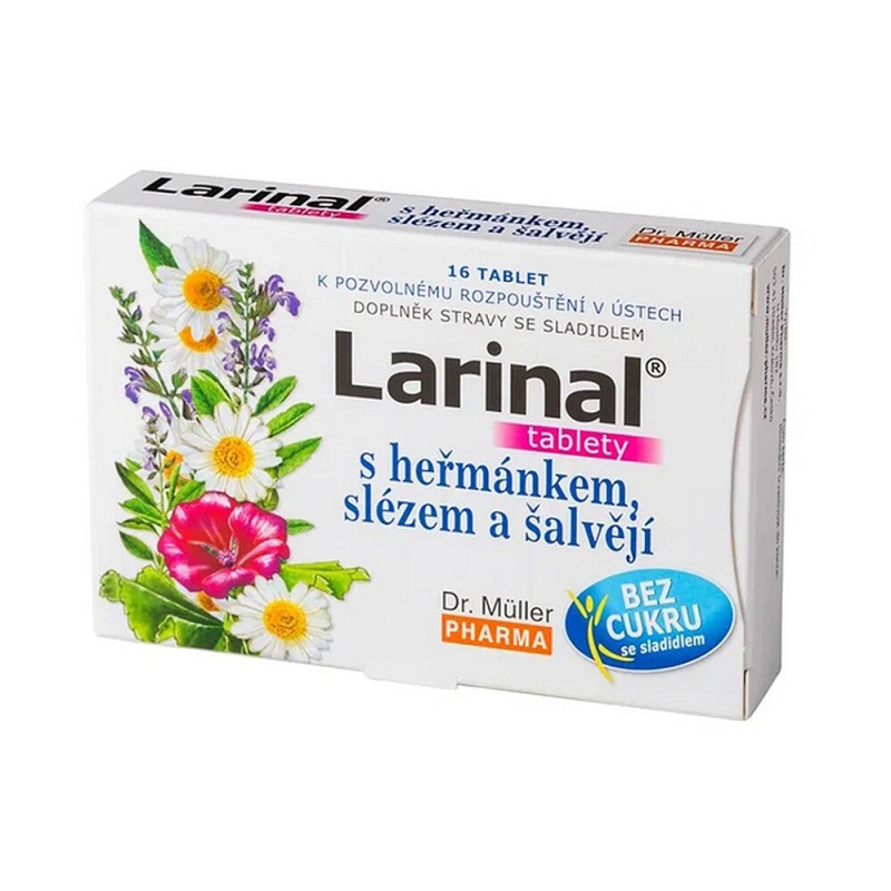 Dr. Müller Larinal® s heřmánkem, slézem a šalvějí 16 tablet