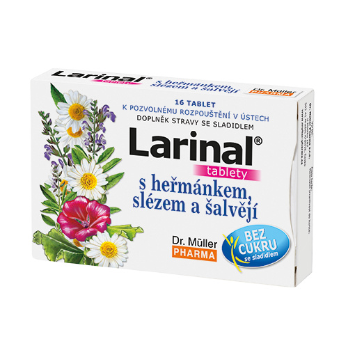 Dr. Müller Larinal® s heřmánkem, slézem a šalvějí 16 tablet