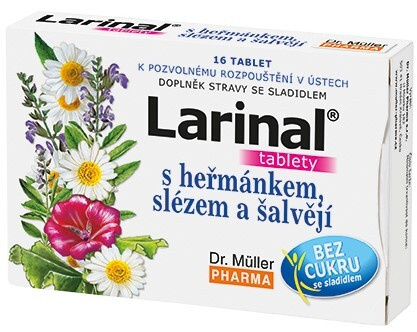 Dr. Müller Larinal® s heřmánkem, slézem a šalvějí 16 tablet