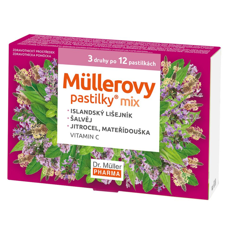 DR. MÜLLER Müllerovy pastilky mix 3 druhy po 12 kusech ZP